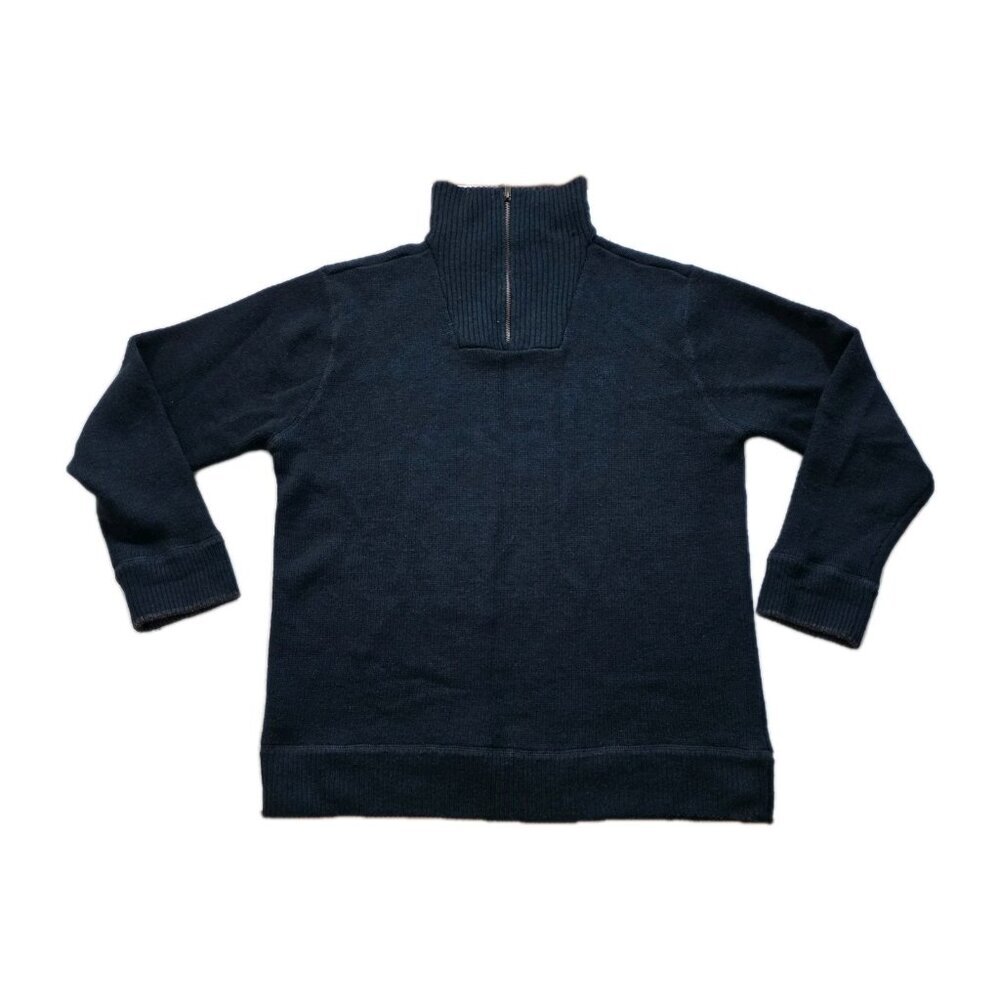 Irelands Eye 1/4 Zip Sweater Men XL Heathered Teal Gray Wool LS Cottage Outdoor